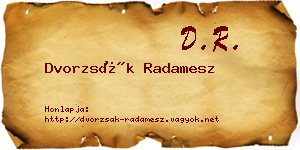 Dvorzsák Radamesz névjegykártya